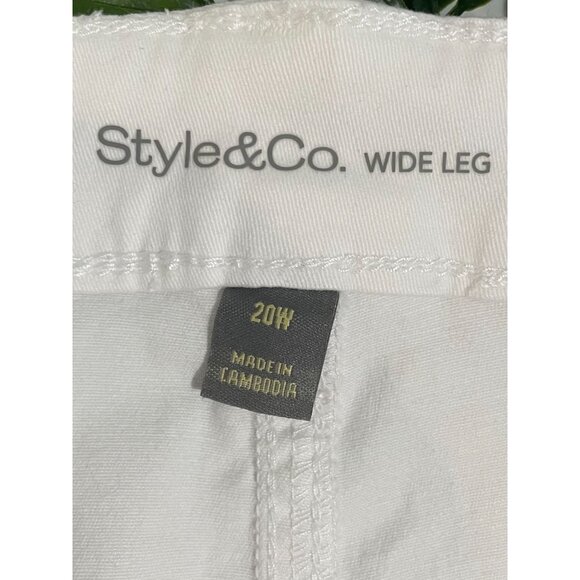 Style & Co. Womens White Wide-Leg Cotton/Spandex Pants Size 20W With Pockets - Picture 10 of 13